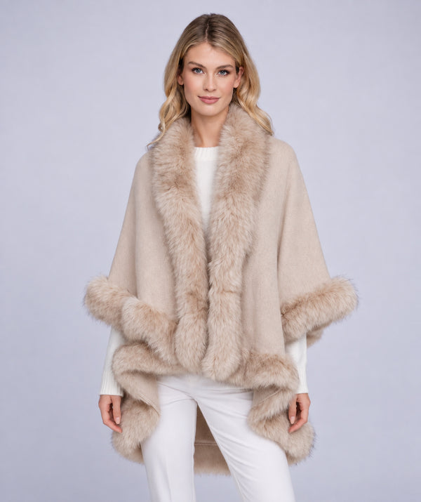 Anabelle - Faux Fur Trim Shawl