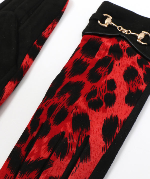 Antonia - Faux Suede Leopard Print Gloves