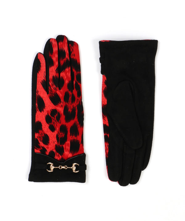 Antonia - Faux Suede Leopard Print Gloves