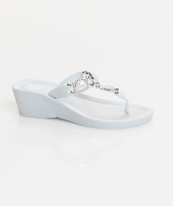 Appollo - White  Embellished Wedge Heel Pool Shoe with Non-Slip Sole