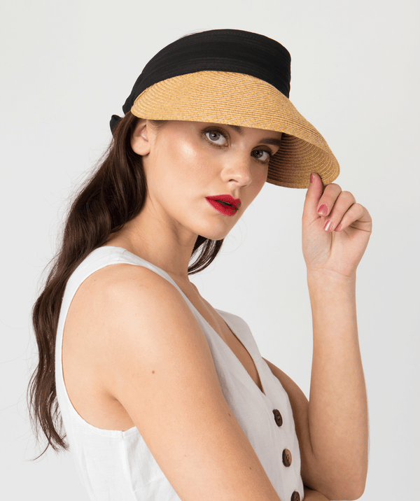 Augusta - Straw Visor with Chiffon Tie