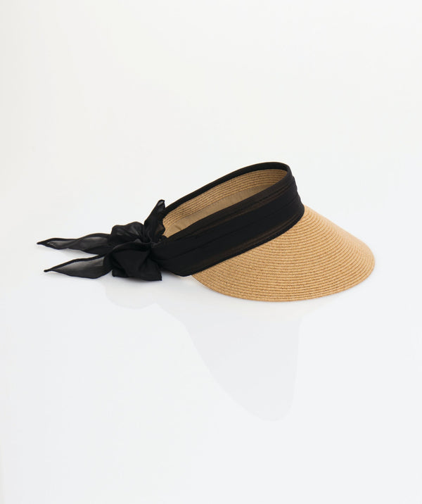 Augusta - Straw Visor with Chiffon Tie