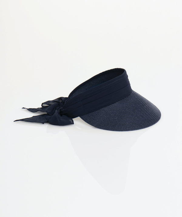 Augusta - Straw Visor with Chiffon Tie