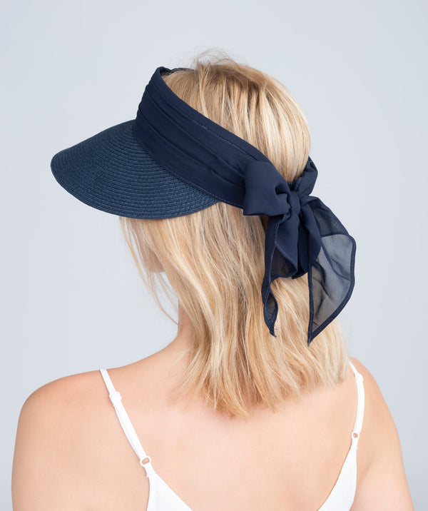 Augusta - Straw Visor with Chiffon Tie
