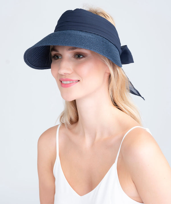 Augusta - Straw Visor with Chiffon Tie