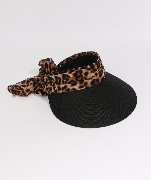 Augusta - Straw Visor with Chiffon Tie