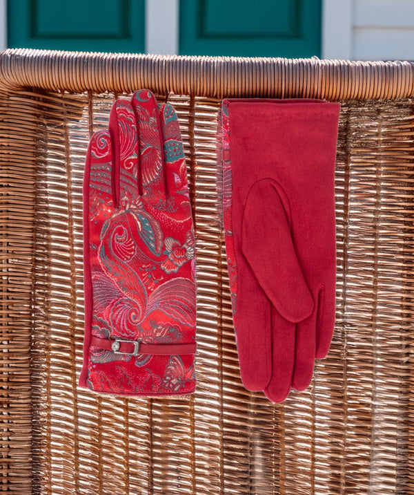 Ayla - Printed Faux Suede Gloves