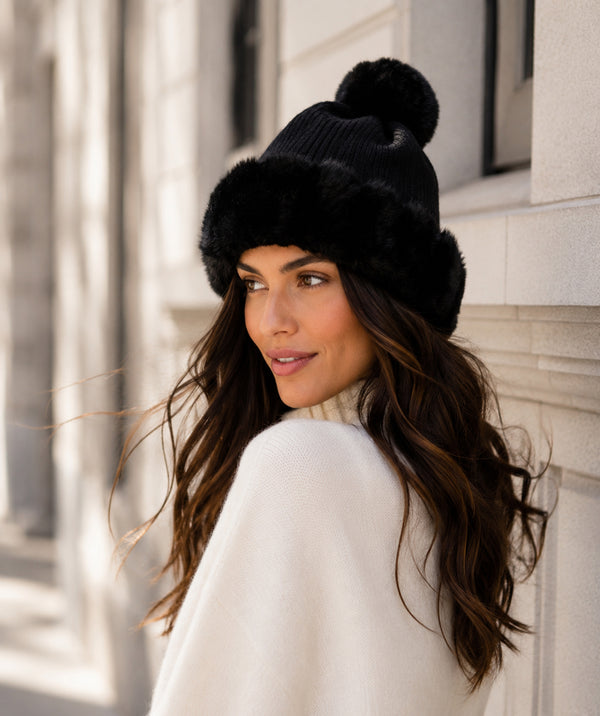 Bailey - Faux Fur Trim Beanie Hat