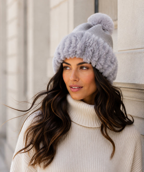 Bailey - Faux Fur Trim Beanie Hat