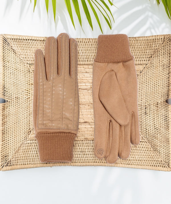 Charleigh - Roll Cuff Faux Suede Gloves