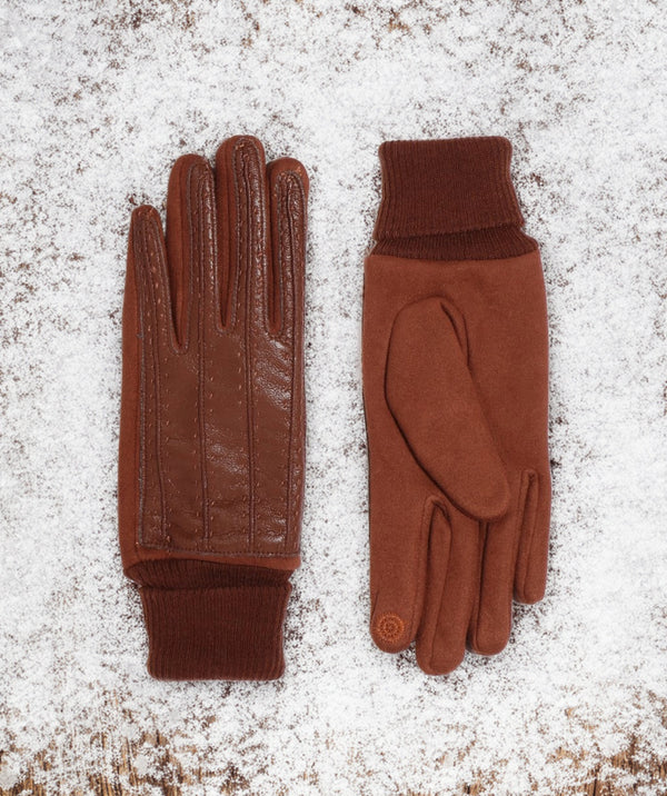 Charleigh - Roll Cuff Faux Suede Gloves