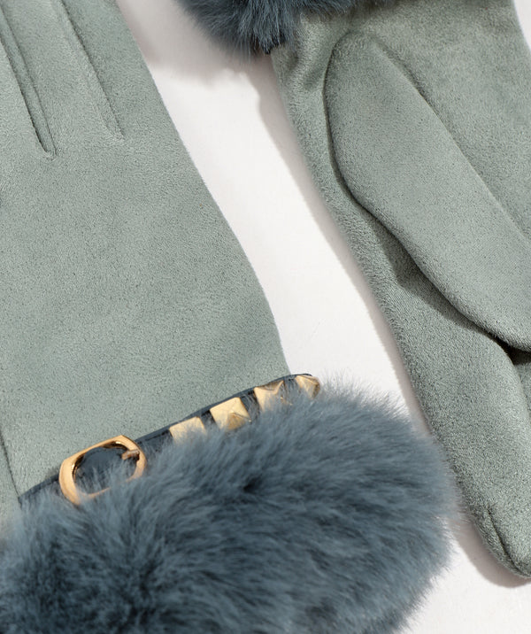 Chiara - Faux Suede Fur Cuffed Gloves