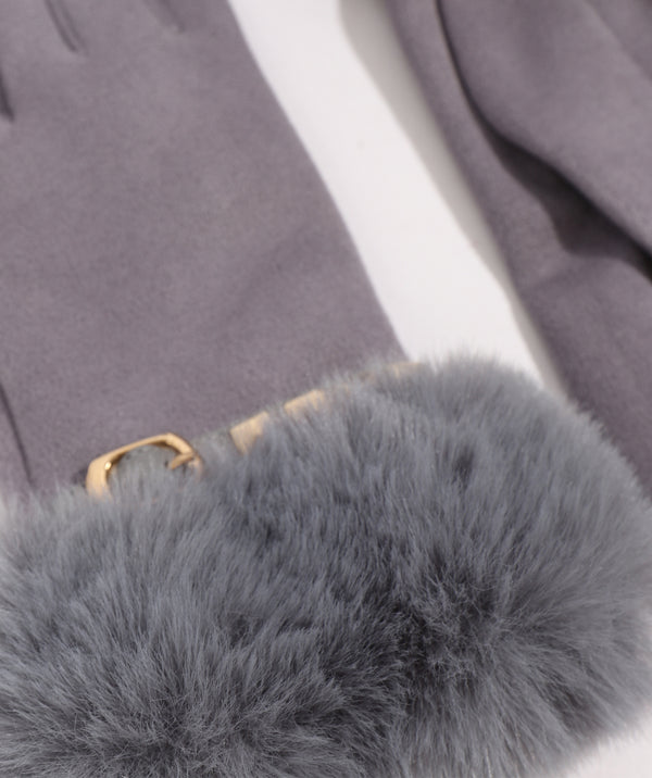 Chiara - Faux Suede Fur Cuffed Gloves
