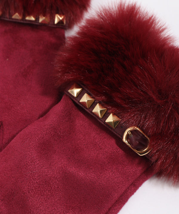 Chiara - Faux Suede Fur Cuffed Gloves