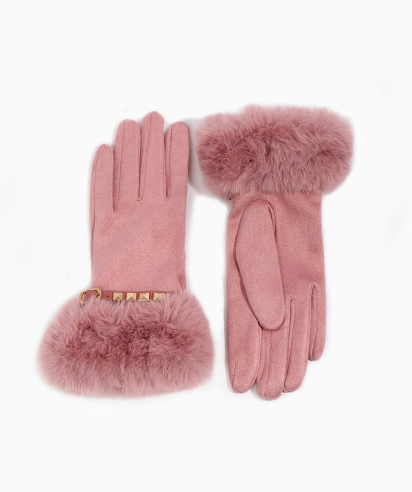 Chiara - Faux Suede Fur Cuffed Gloves