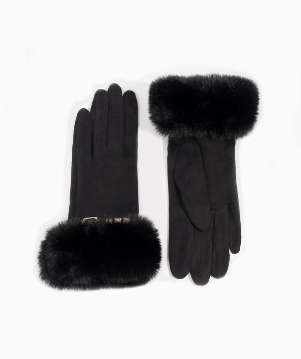 Chiara - Faux Suede Fur Cuffed Gloves
