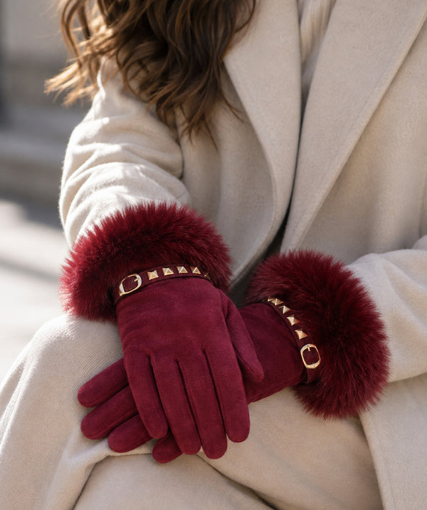 Chiara - Faux Suede Fur Cuffed Gloves