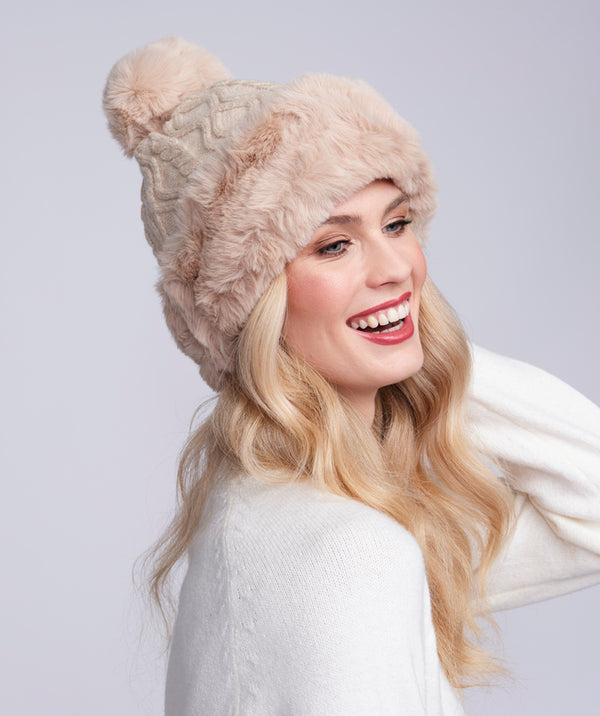 Coco - Faux Fur Trim Beanie Hat