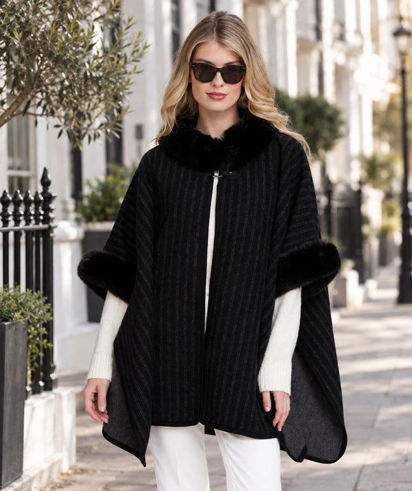 Dakota - Faux Fur Trim Winter Shawl