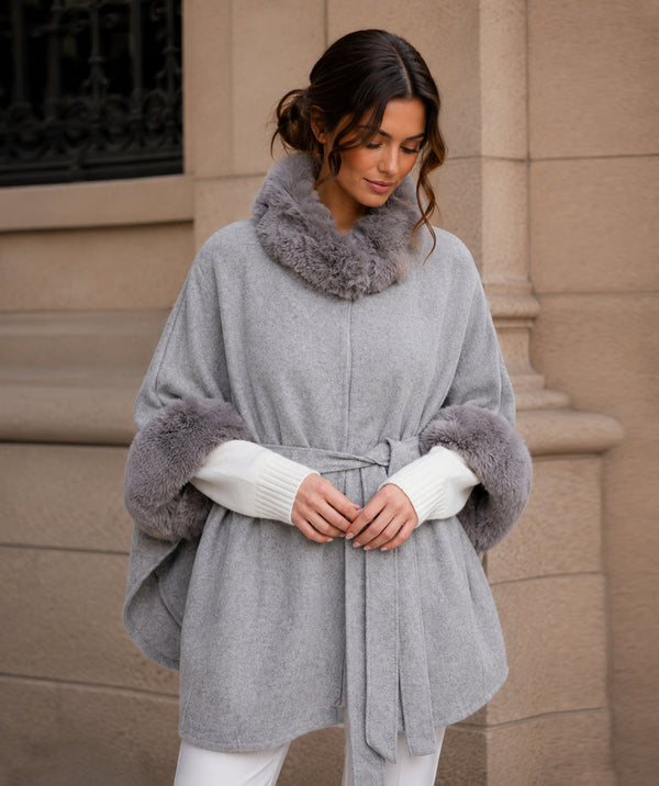 Dawn - Faux Fur Trim Cape