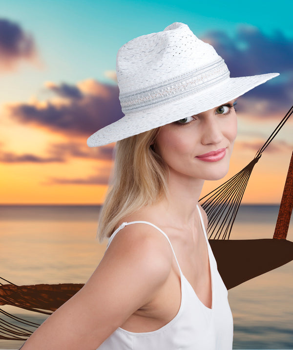 Delilah - Embellished Straw Fedora Hat