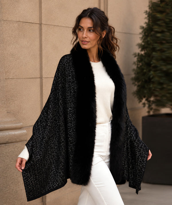 Destiny - Faux Fur Trim Winter Shawl