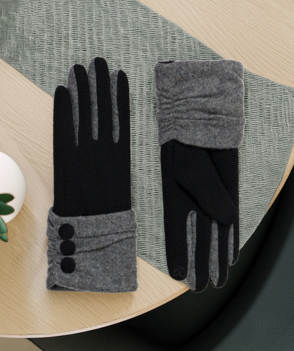 Eimear - Wool Felt Button Cuff Gloves