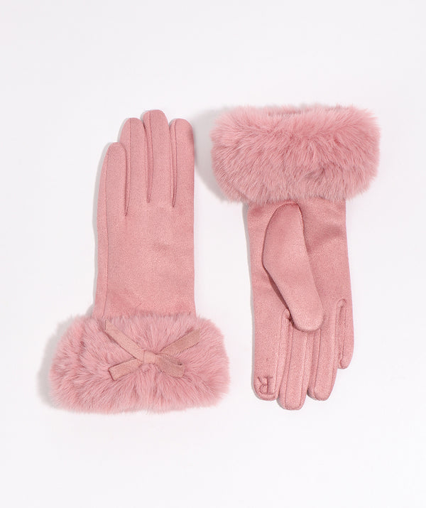 Elodie - Faux Suede with Fur Cuff Gloves
