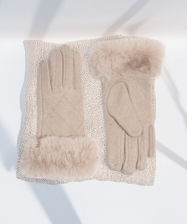 Faith - Deep Pile Faux Fur Cuff Wool Gloves