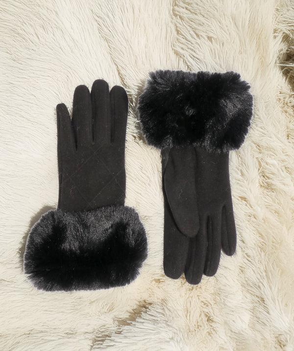 Faith - Deep Pile Faux Fur Cuff Wool Gloves