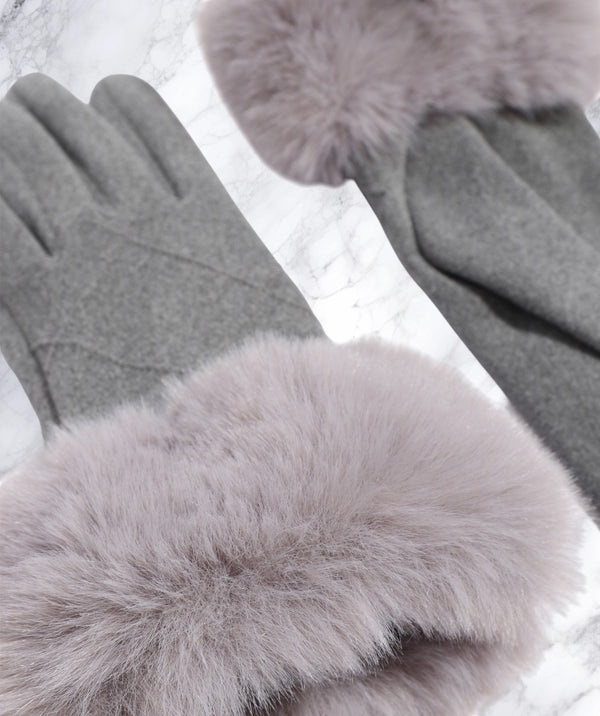 Faith - Deep Pile Faux Fur Cuff Wool Gloves