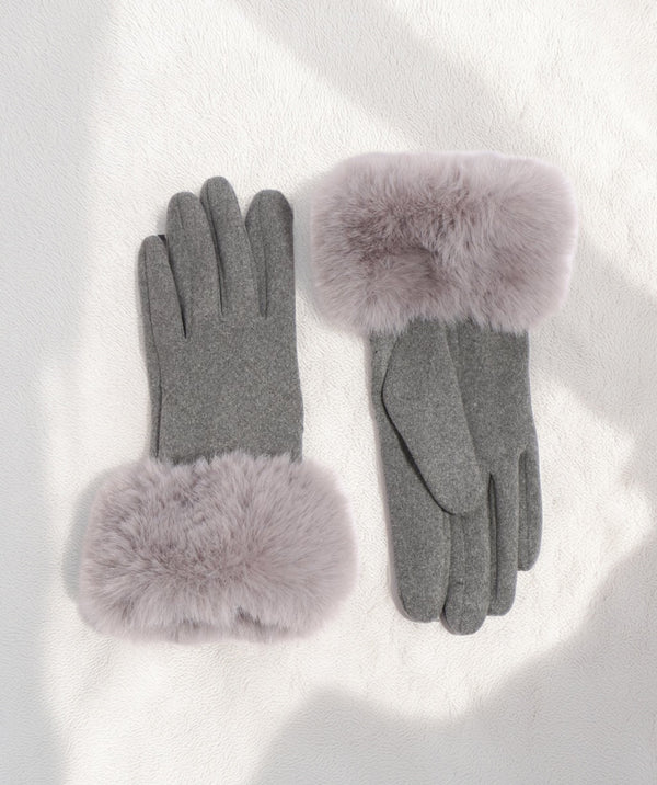 Faith - Deep Pile Faux Fur Cuff Wool Gloves