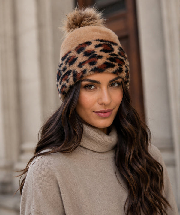 Felicia - Faux Fur Trim Beanie Hat