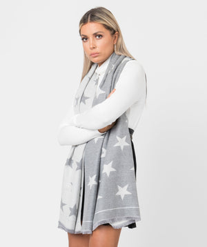 Reversible Star Print Scarf - Silver Grey - Accessories, Garner, Scarf, Silver Grey, Winter Accessories