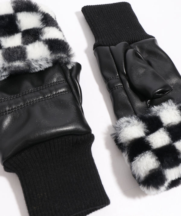 Gemma - Black Faux Leather Fingerless Gloves
