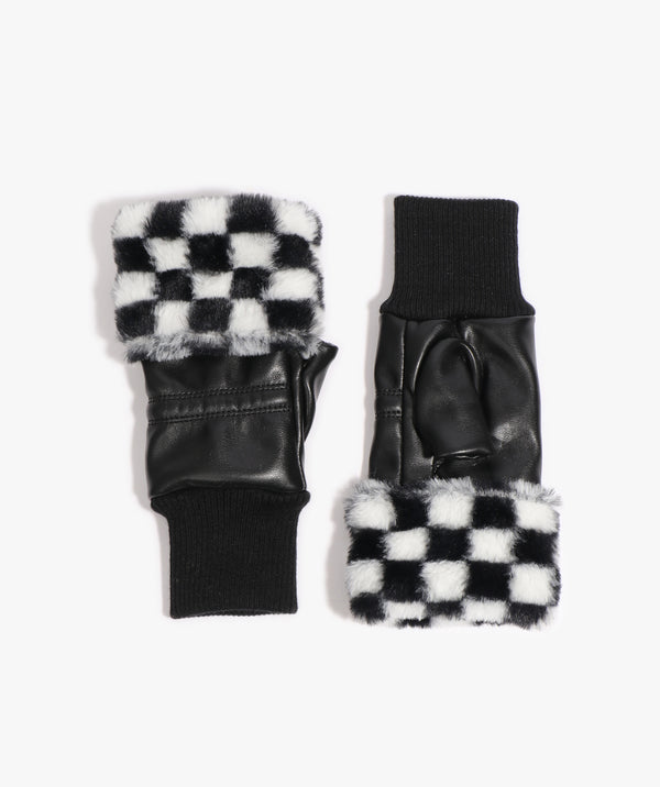 Gemma - Black Faux Leather Fingerless Gloves