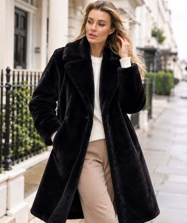 Hepburn - Longline Faux Fur Coat
