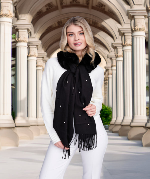 Houston - Embellished Faux Fur Scarf
