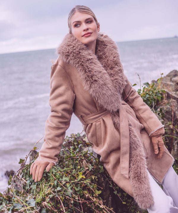 Isabella - Longline Faux Suede Coat