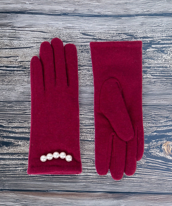 Ivanna - Pearl Embellished Fabric Gloves