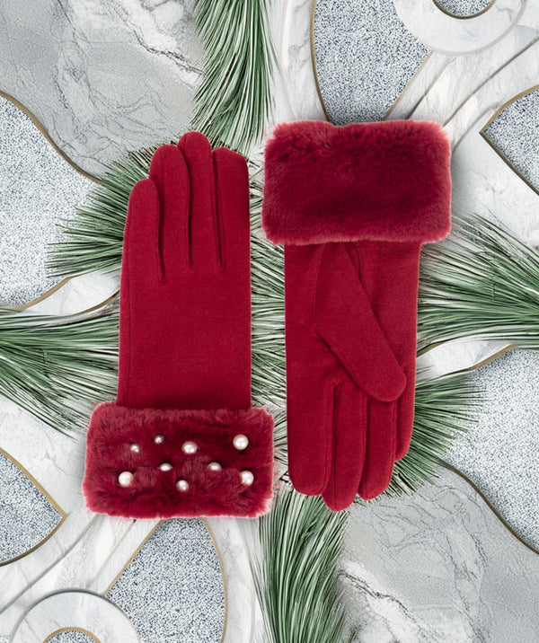 Jasmin - Faux Fur Cuff Wool Gloves