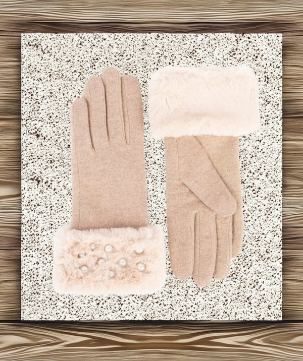 Jasmin - Faux Fur Cuff Wool Gloves