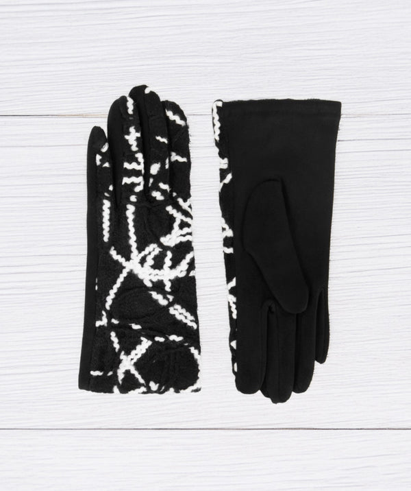 Jenni - Abstract Print Faux Suede Gloves