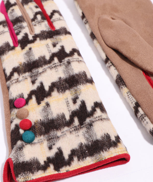 Jude - Faux Suede Houndstooth Glove