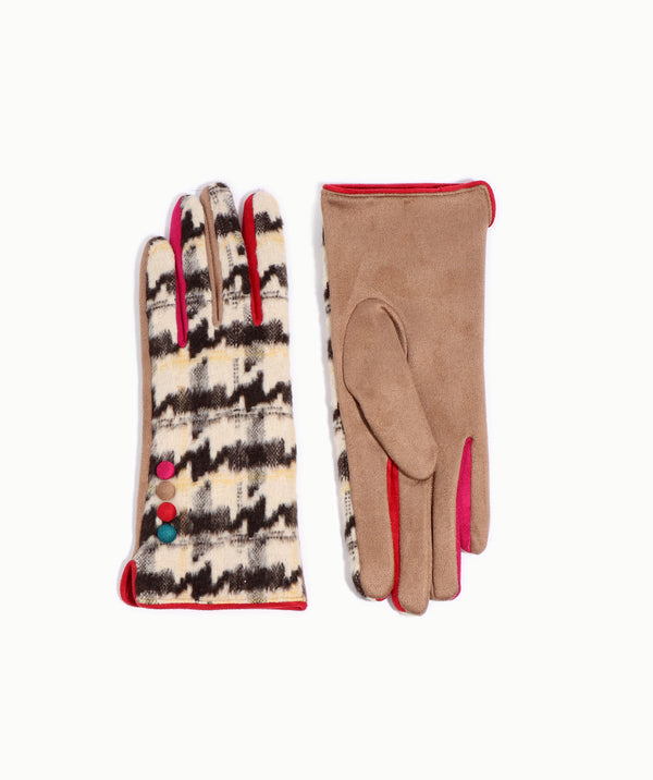 Jude - Faux Suede Houndstooth Glove