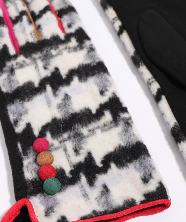 Jude - Faux Suede Houndstooth Glove