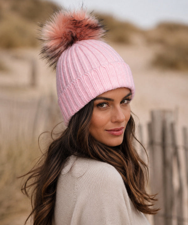 Kiara - Faux Fur Trim Beanie Hat