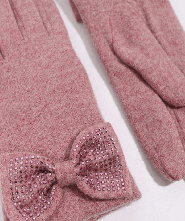 Maddie - Wool Rhinestone Bow Gloves