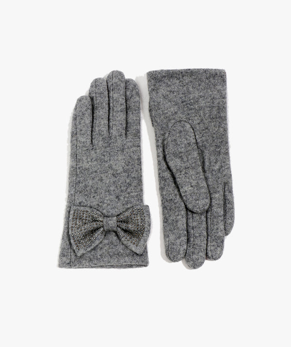 Maddie - Wool Rhinestone Bow Gloves