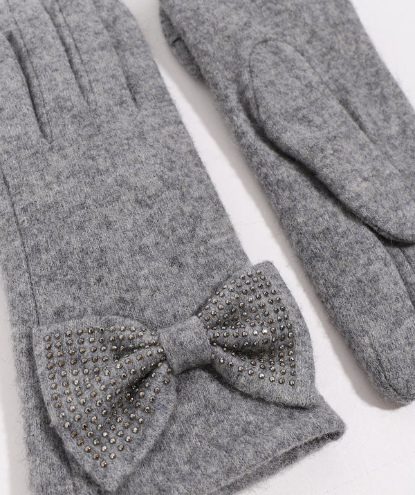 Maddie - Wool Rhinestone Bow Gloves